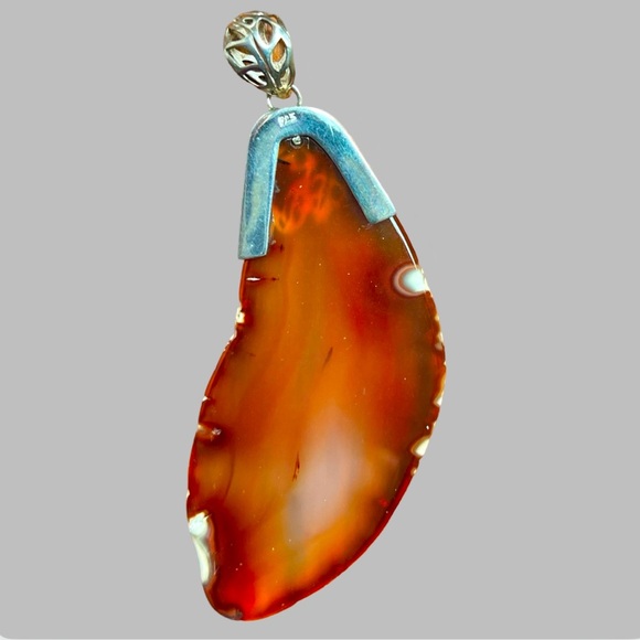 ‼️💥PRICE DROP ☄️ Beautiful Large Sterling Silver Pendant Carnelian Agate stone - Picture 7 of 11
